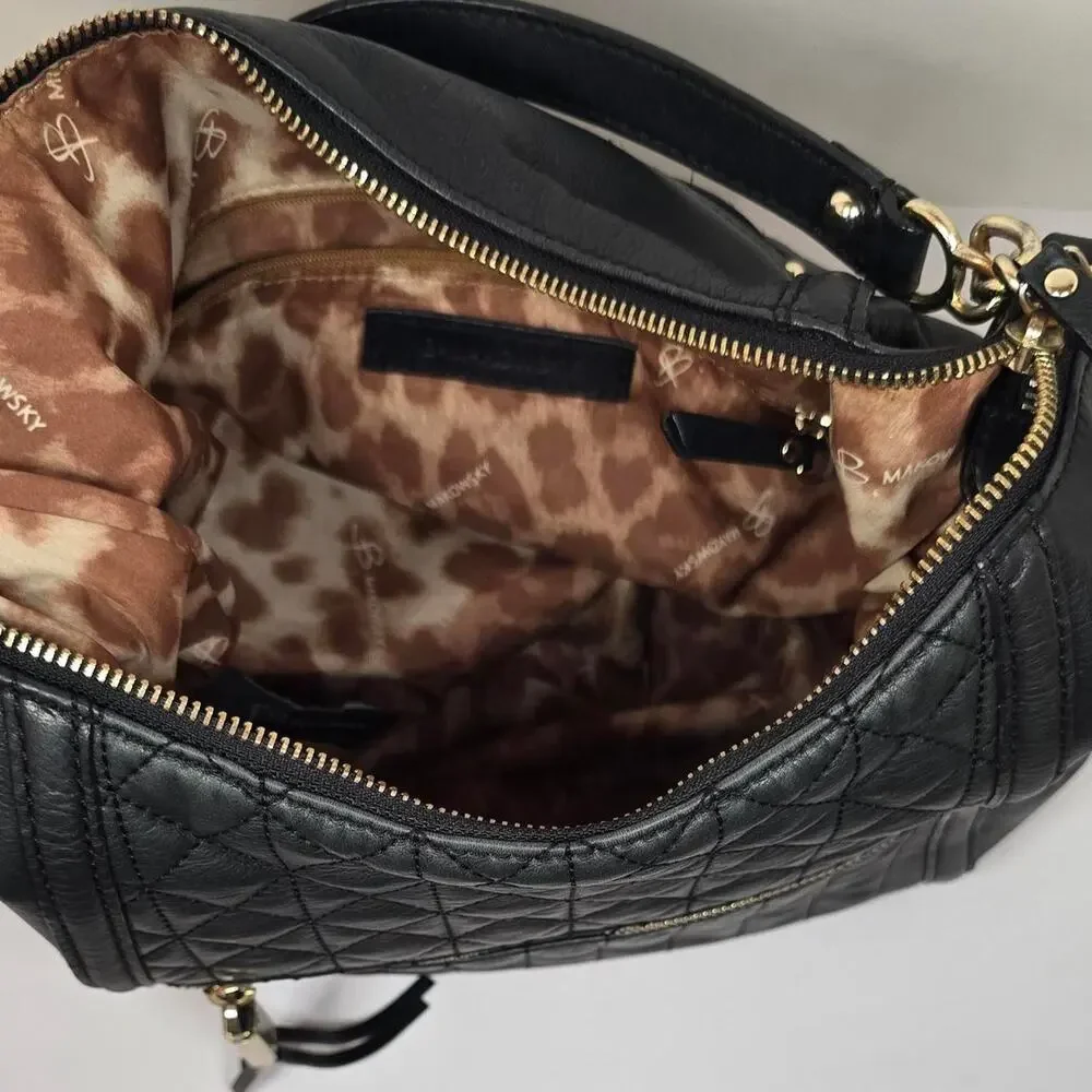 B makowsky black leather quilted